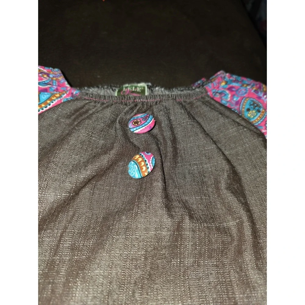 Lele vintage brown dress with pink pattern size 4t